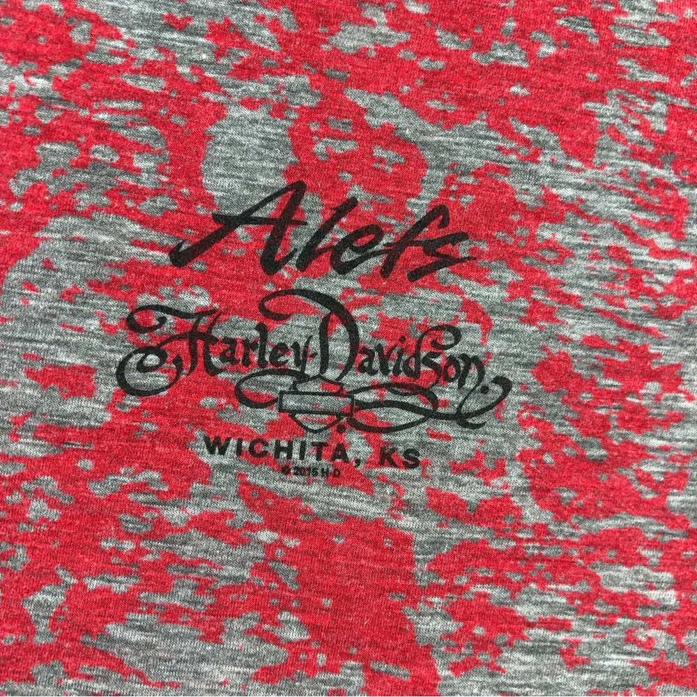 Harley Davidson Shirt Womens Small Spellout Wing Burnout Vneck Shirt